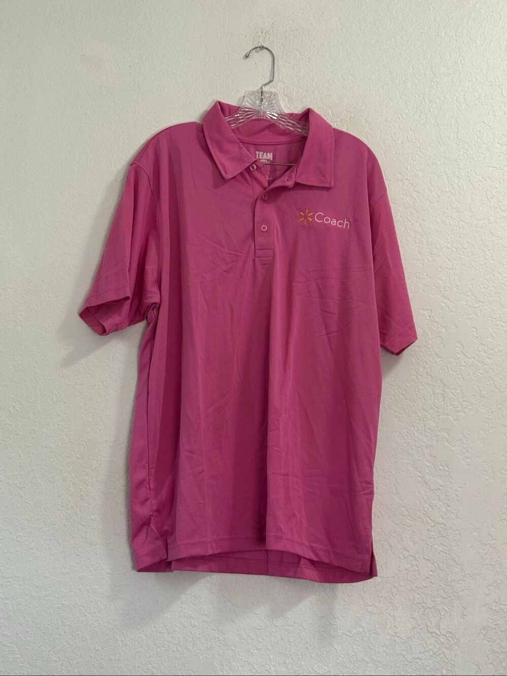 Vintage Walmart Pink polo COACH employee shirt size XL